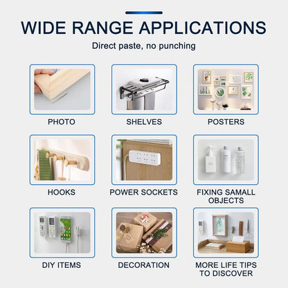 GripClear™ Heavy-Duty Double-Sided Mounting Tape – Nail-Free, Reusable, Damage-Free Adhesive