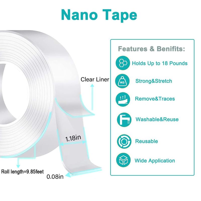 GripClear™ Heavy-Duty Double-Sided Mounting Tape – Nail-Free, Reusable, Damage-Free Adhesive